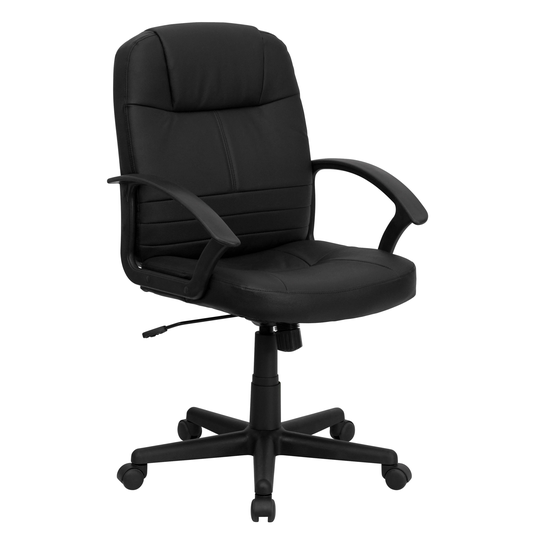 Prier Black Leather Executive Adjustable Swivel Office Chair