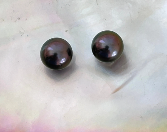 Rocket Color Collection Incredible Vivid Natural Purple Plum 9mm Tahitian Cultured Pearl Stud Earrings With Backing Of Your Choice