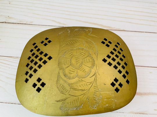 Vintage Etched Brass BoxLidded Box