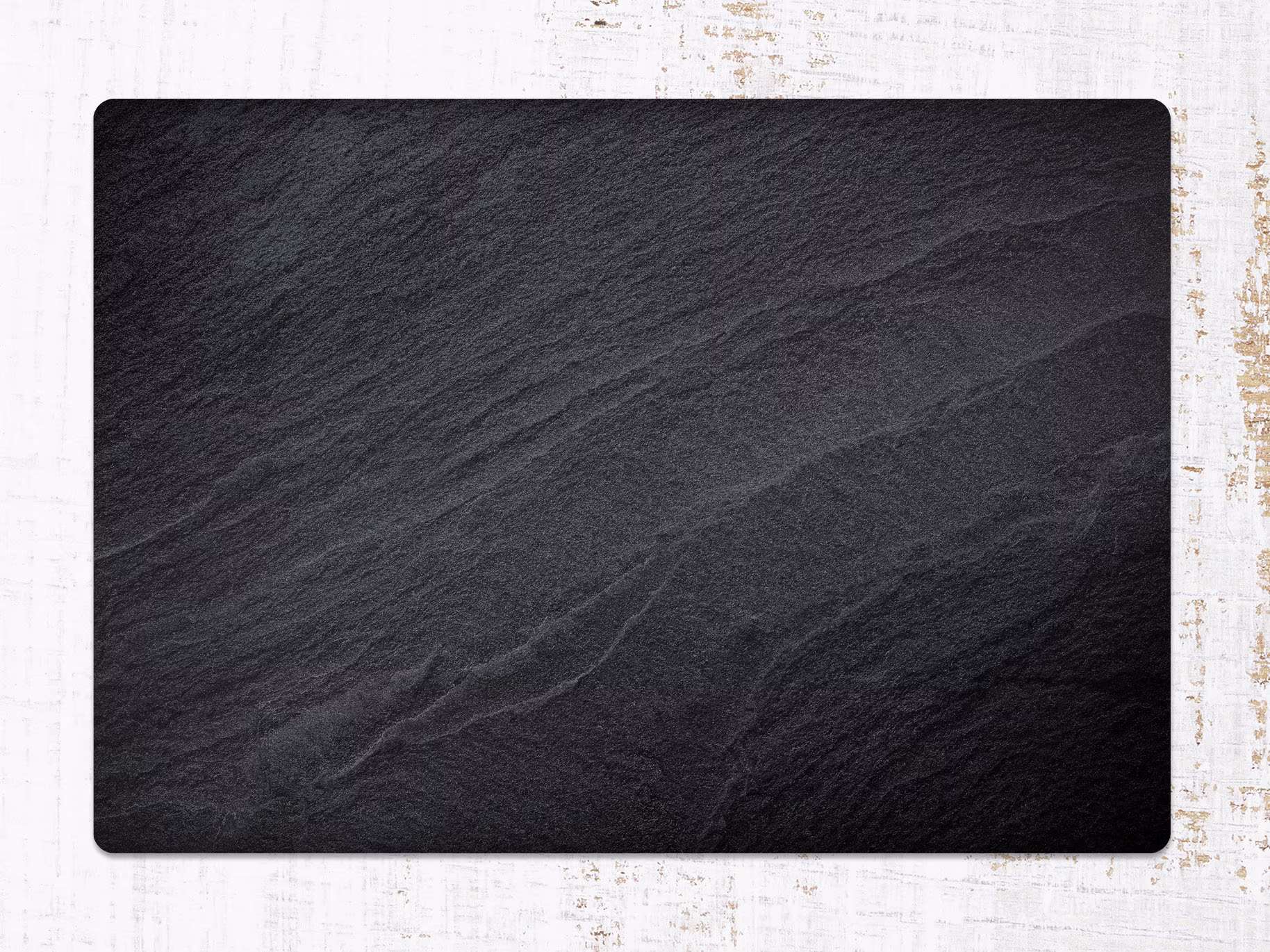 Black Marble Chair Mat, Protective Gray Splat Stone Vinyl Floor Office Room Rug, Housewarming Gift