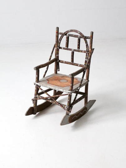 Antique Adirondack Painted Twig Children's Rocking Chair