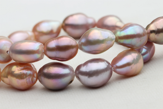 Natural Small Size Metallic Multi-Color Baroque Freshwater Cultured Nucleus Pearl Bead String, Afl025