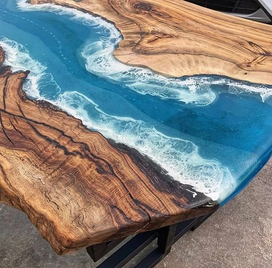 Dining Room/Kitchen/Bar Table Wood Epoxy Resin River Unique Live Edge Olive Custom Reclaimed Woodensolid Slab Luxury /Coffee/Sehpa/End