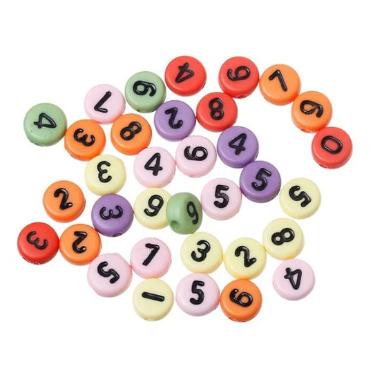 Number Bead Alphabet Style Mixed Color Lot Assorted Numbers 0-9 Acrylic Number Beads