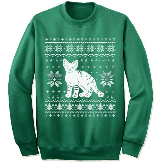 Devon Rex Cat Christmas Sweater Sweatshirt. Ugly Xmas Sweater. Owner Gift
