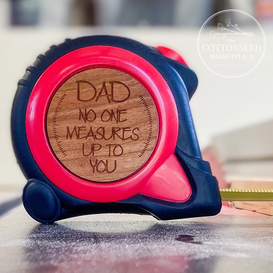Father's Day Tape Measure For Dad. Personalized Wood Measuring Tape. 25 Ft. Measure. Customized Gift Day. From Kids