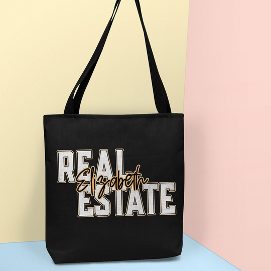 Custom Name Real Estate Tote Bag, Agent Marketing, Bday Bag Life Closing Gift, House Market Office