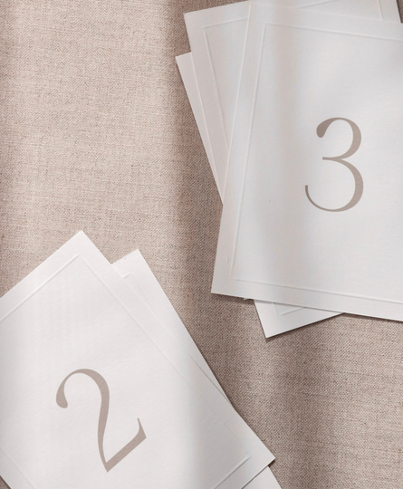 Wedding Table Numbers, Paper Set Of Embossed Numbers