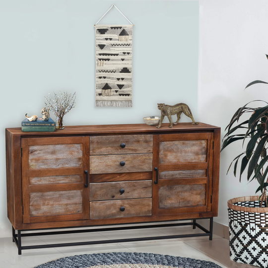 Muyal Mango Wood Sideboard with 4 Drawers and 2 Doors