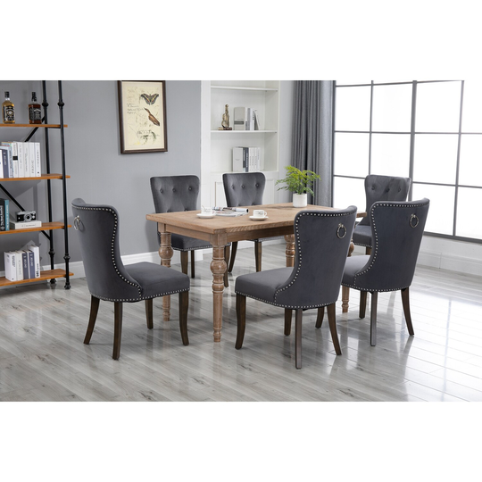 Victorian Dining Chair Tufted Armless Chair Upholstered Accent Chair with Sturdy Rubber Wood Legs & Velvet Cover, Set of 6
