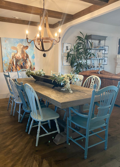 You Choose The Paint Color Set Of 8 | Eight Mixed Matched Wood Dining Chairs Farm Chairs Rustic Provincial Shabby Chic Farmhouse