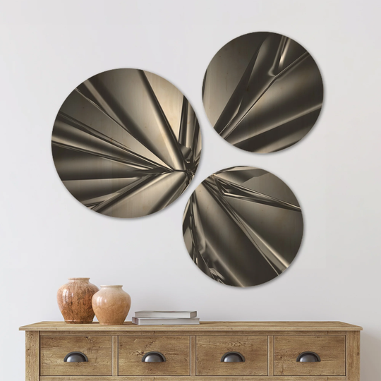 Designart 'Futuristic Crystal Background' Abstract Wood Wall Art Set of 3 Circles - Multi-Color