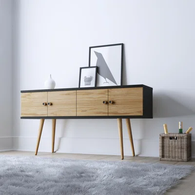 Amby Thaddeus 60.0 Sideboard With 2 Shelves In Off White And Cinnamon