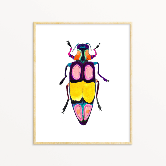 Beetle Art Print. Colorful Insect Art. Bright Bold Kids Room Decor. Watercolor Bug. Boys