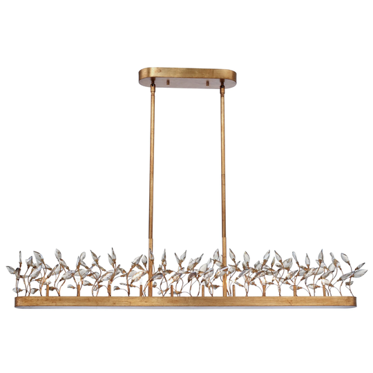 Crystal Garden 10-light 7.75" Wide Steel Pendant - Gold Leaf