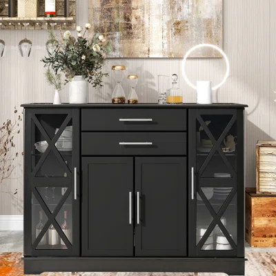47.2" Wide 4 Drawer Solid Wood Sideboard