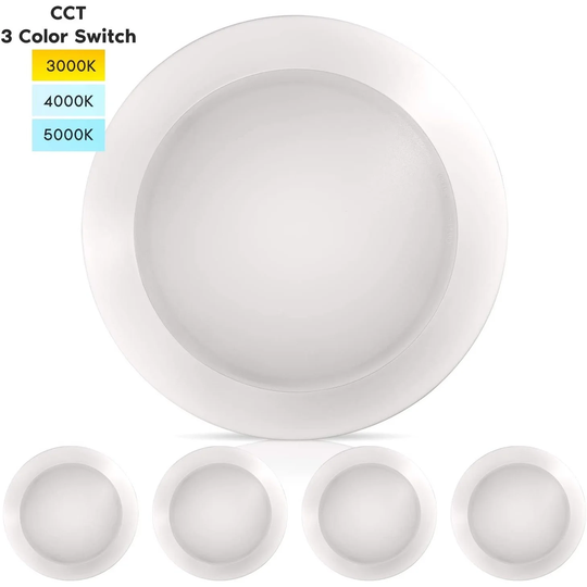 Luxrite 8" Flush Mount LED Disk Lights, 3 Color Selectable 3000K, 4000K, 5000K, 2000lm, Wet Rated, Dimmable, ETL 4 Pack