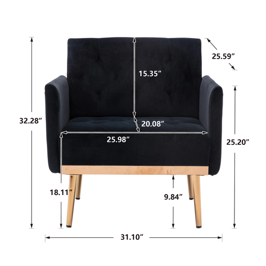 Accent Chair Velvet Padded Seat Leisure Single Sofa Rounded Corners Arm Chairs