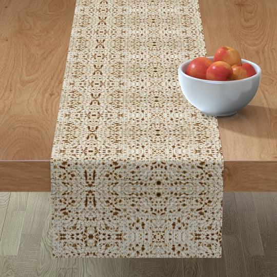 Food Table Runner - Matzo By Adam Ma'anit Passover Pesach Jewish Judaica Matza Cotton Sateen Spoonflower