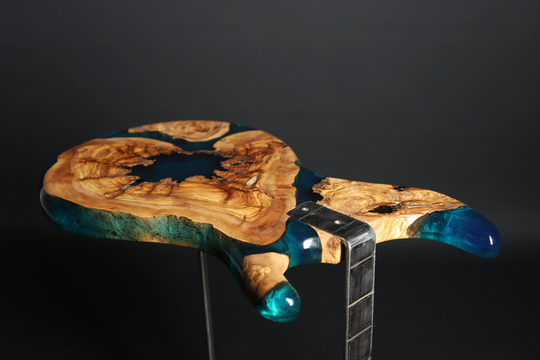 Coffee/Side/End/Guitar Table Wood Raund/Epoxy Resin Live Edge Rustic Unique River Custom Reclaimed Luxury Wooden Slab Kitchen/Sehpa Table