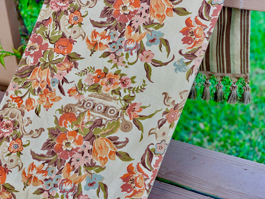 Farmhouse Table Runner/16" Wide Linen With Fringe in Lovely Muted Hues