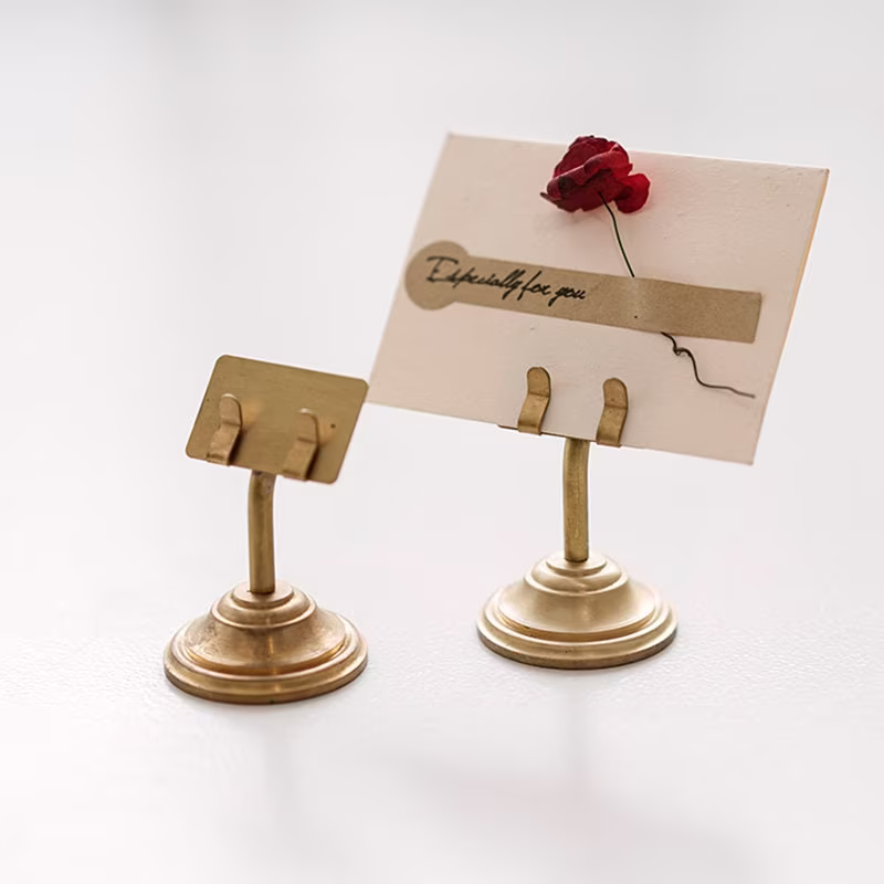Solid Brass Table Number Stand, Gold Holder, Wedding Reception Decoration, Table Cards Holder, Table Decoration