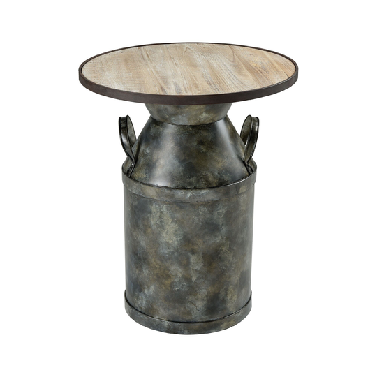 23" Antique Black and Brown Round Accent Table