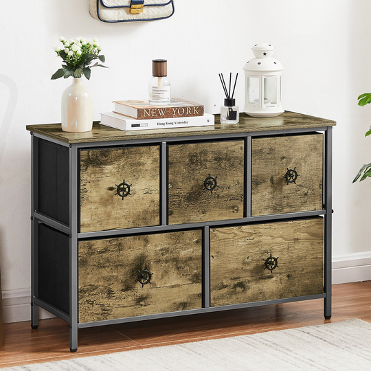 5-Drawer Storage Chest For Bedroom,Home Storage Organizer,Grey