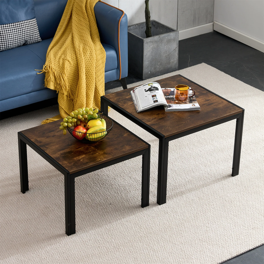 Stacking Table with Wood Finish Nesting Coffee Table Set of 2