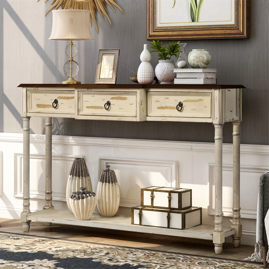 51.57" Distressed Console Table with Drawers