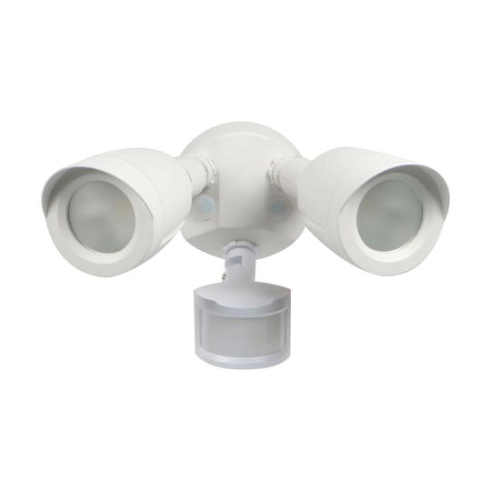 LED Security Light Dual Head With Motion Sensor White Finish 4000K