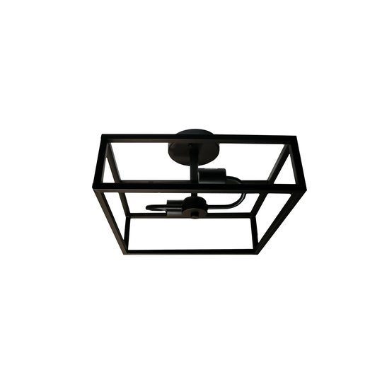 Vivio Lighting Harold 2-Light Square Open Matte Black Semi-Flush Mount