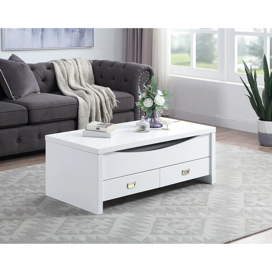 Rectangular Coffee Table with Lift Top and 2 Storage Drawers & 1 Storage Compartment Under Lift Top