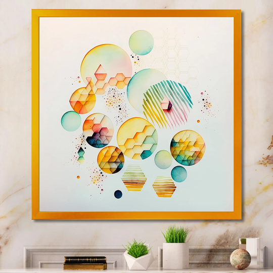 Designart 'Multi-Color Circular Abstract III' Modern Framed Art Print