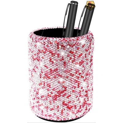 Crystal Pencil Pen Pot Holder Box Bling Rhinestone Pen Organizer Holder Cosmetic Pen Container Comb Brushes