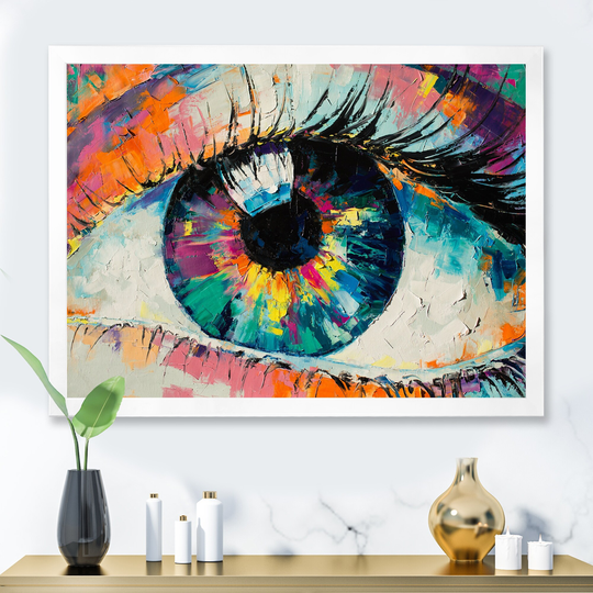 Designart 'Colorful Turquoise Woman Eye Art' Abstract Framed artwork