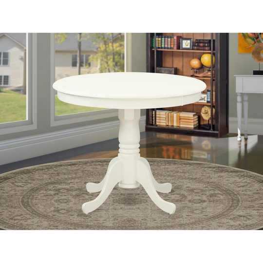 East West Furniture Antique Table 36" Round with Pedestal ( Color Options Available)