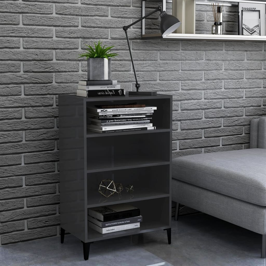 Sideboard High Gloss Gray 22.4"x13.8"x35.4" Chipboard