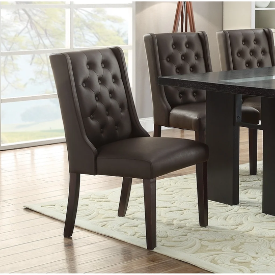 Modern Faux Leather Tufted Set of 2 Chairs Dining Seat Chair