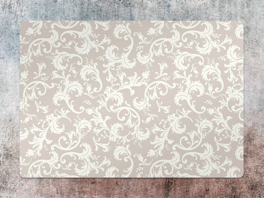 Bright Damask Chair Mat, Beige Protective White Splat Art Deco Vinyl Floor Pvc Area Rug, Housewarming Gift