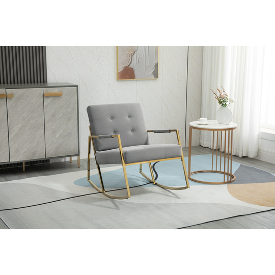 Accent Chair Rocking Chair with Stainless Steel Feet, High Backrest, Cozy Armrest, Velvet Leisure Rocker Sofa for Living Room
