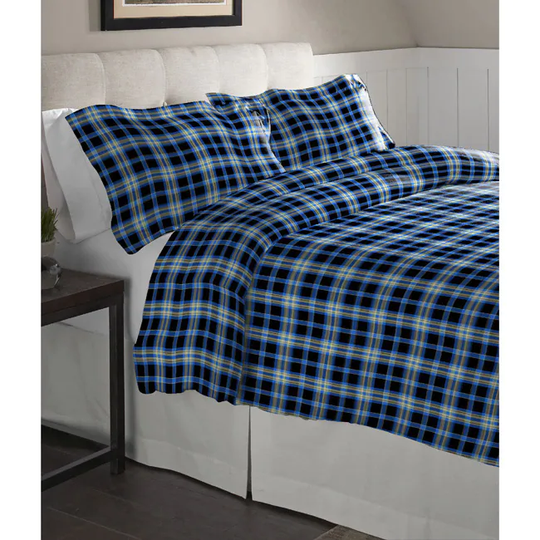 Pointehaven Ashby Plaid Cotton Flannel Oversized Duvet Set - Multi-color