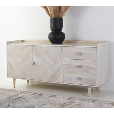 Lola-Mae 62.9" Wide 3-Drawer Mango Solid Wood Sideboard
