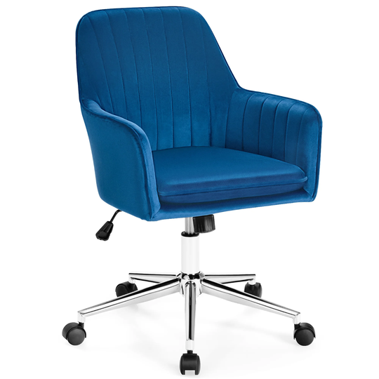 Costway Velvet Accent Office Armchair Adjustable Swivel Removable - See details
