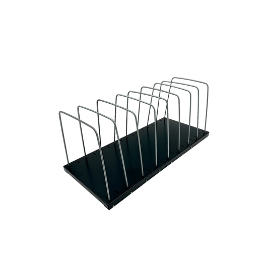 Huron 8-Compartment Black Steel Desk Organizer with Wire Separators - 7.5" x 8" x 18.25"