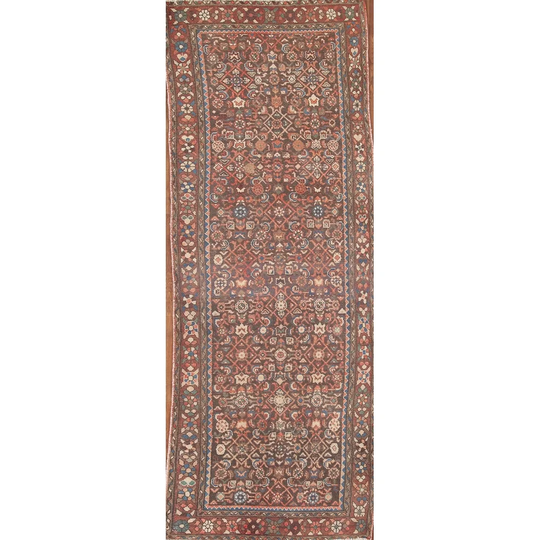 Hamedan Persian Vintage Runner Rug Handmade Multi-Color Wool Carpet - 3'2" x 9'10"