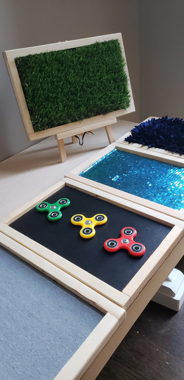 Five-Pack Mini Sensory Boards | 12"x9" Sequins, Grass, Water Paint, Fidget, & Shaggy