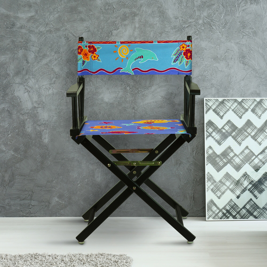 18" Director's Chair Black Frame-Tropical Sea - 21.75"W x 17"D x 33.75"H