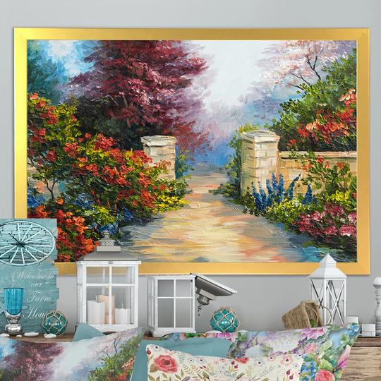 Designart 'Colorful Flowers In Mediterranean House XIII' Traditional Framed Art Print