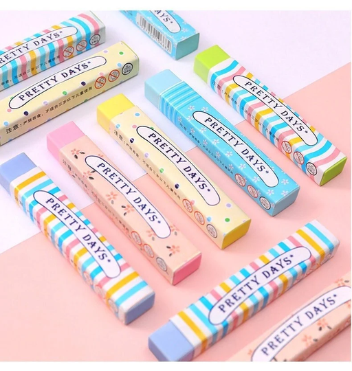 Pretty Days Erasers - Cute Long Stick Erasers, Kawaii Pencil Back To School, School Supplies